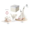 Bomboniera Matrimonio Set Sale e Pepe Porcellana e Legno Decoro Tulipani Con Box
