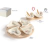 Bomboniera Matrimonio Set Antipastiera 2 Ciotoline Cuore Porcellana e Legno Decoro Tulipani Con Box