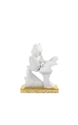 Bomboniera Bongelli Coppia Sposi Bacio Bianco Stilizzato Con Box