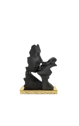 Bomboniera Bongelli Scultura Coppia Sposi Bacio Stilizzato Nero e Oro Con Box