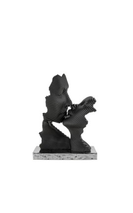 Bomboniera Bongelli Scultura Coppia Sposi Bacio Stilizzato Nero e Argento Con Box