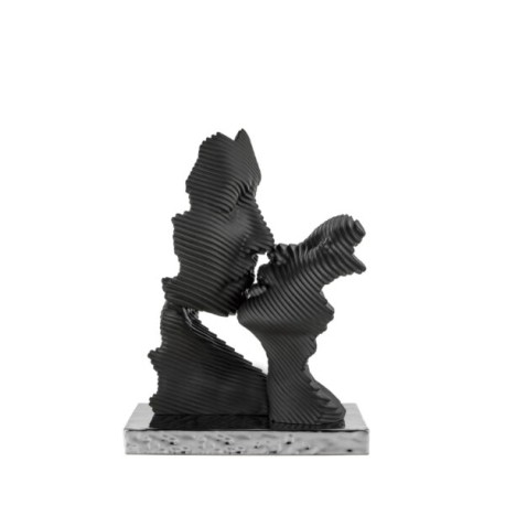 Bomboniera Bongelli Scultura Coppia Sposi Bacio Stilizzato Nero e Argento Con Box