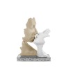 Bomboniera Bongelli Scultura Coppia Sposi Bacio Stilizzato Nocciola e Bianco Con Base Argento Con Box