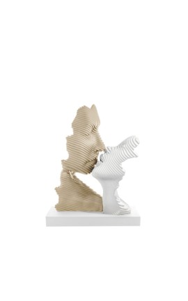 Bomboniera Bongelli Scultura Coppia Sposi Bacio Stilizzato Nocciola e Bianco  Con Box
