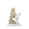 Bomboniera Bongelli Scultura Coppia Sposi Bacio Stilizzato Nocciola e Bianco  Con Box