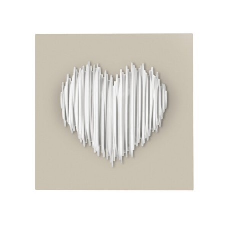 Bomboniera Bongelli Scultura Quadretto Cuore  Bianco Stilizzato Base Nocciola  Con Box