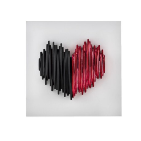 Bomboniera Bongelli Scultura Quadretto Cuore Nero e Oro Stilizzato Base Bianca Con Box