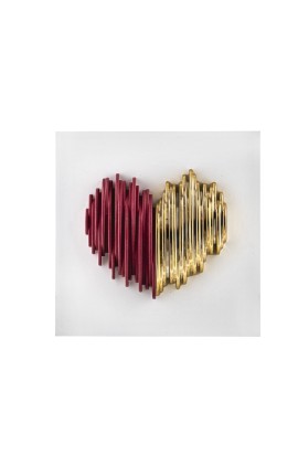 Bomboniera Bongelli Scultura Quadretto Cuore Rosso e Oro Stilizzato Base Bianca Con Box