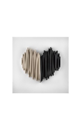 Bomboniera Bongelli Scultura Quadretto Cuore Nocciola e Nero Stilizzato Base Bianca Con Box