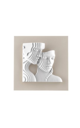 Bomboniera Bongelli Scultura Quadretto Coppia Sposi Stilizzata Base Nocciola Con Box