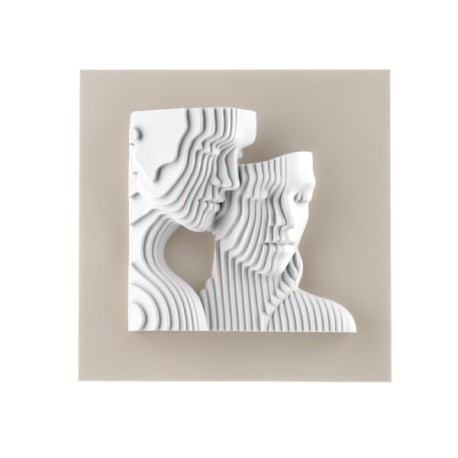 Bomboniera Bongelli Scultura Quadretto Coppia Sposi Stilizzata Base Nocciola Con Box