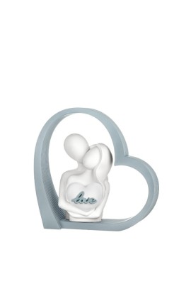 Bomboniera Bongelli Coppia Sposi Cuore Love Stilizzata  Bianca Con Box