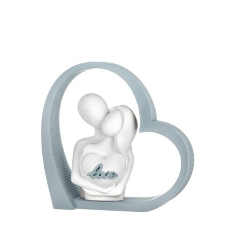 Bomboniera Bongelli Coppia Sposi Cuore Love Stilizzata  Bianca Con Box