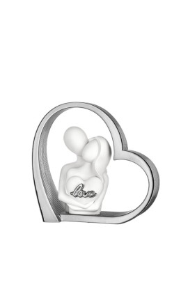 Bomboniera Bongelli Coppia Sposi Cuore Love Stilizzata  Bianca Con Box