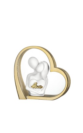 Bomboniera Bongelli Coppia Sposi Cuore Love Stilizzata  Bianca Con Box