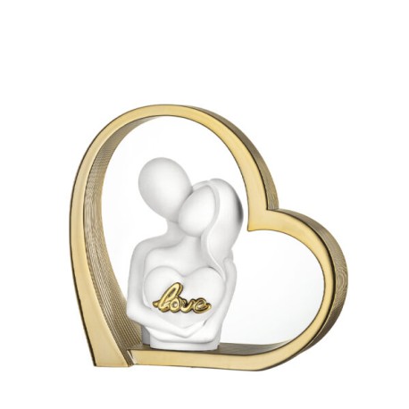 Bomboniera Bongelli Coppia Sposi Cuore Love Stilizzata  Bianca Con Box