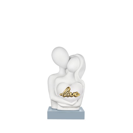 Bomboniera Bongelli Coppia Sposi Abbraccio Cuore Bianca Con Base Con Box