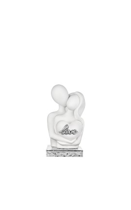 Bomboniera Bongelli Coppia Sposi Abbraccio Cuore Bianca Con Base Con Box
