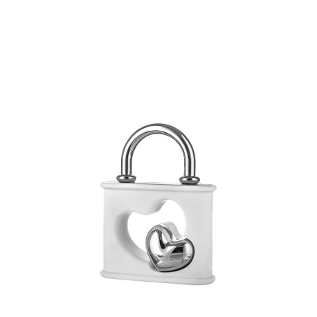Bomboniera Bongelli Lucchetto Cuore Bianco e Argento Con Box