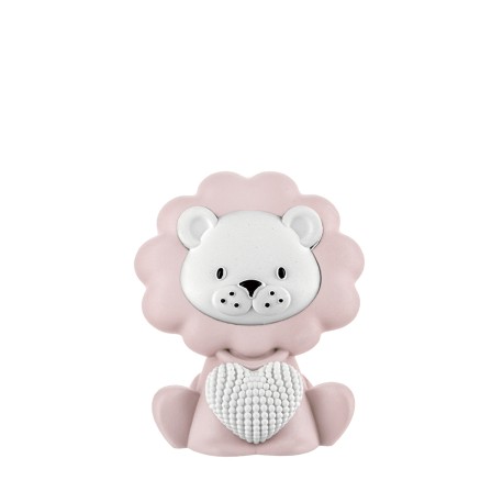 Bomboniera Bongelli Leoncino Con Cuore Base Colorata Con Box