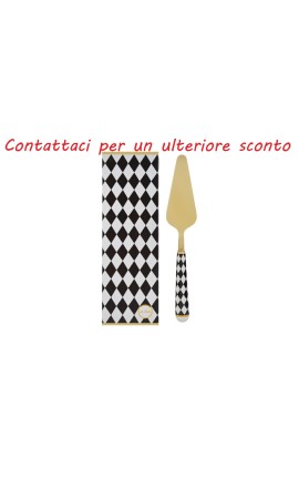 Bomboniera Matrimonio Paletta Torta Taglia Torta Decoro Scacchi Porcellana e Metallo Con Box