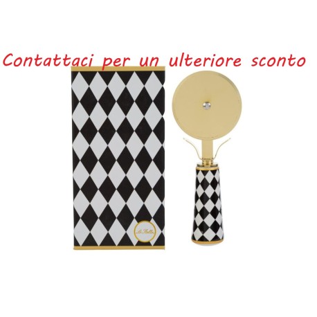 Bomboniera Matrimonio Rotella Pizza Taglia Pizza Decoro Scacchi Porcellana e Metallo Con Box