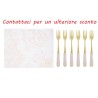 Bomboniera Matrimonio Set 6 Pezzi Forchettine Decoro Fiori Rosa Porcellana e Metallo Con Box