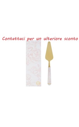Bomboniera Matrimonio Paletta Torta Taglia Torta Decoro Fiori Rosa Porcellana e Metallo Con Box