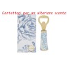 Bomboniera Matrimonio Apribottiglie Decoro Fiori Celeste Porcellana e Metallo Con Box
