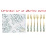 Bomboniera Matrimonio Set 6 Pezzi Forchettine Decoro Fiori Verde Porcellana e Metallo Con Box
