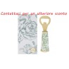 Bomboniera Matrimonio Apribottiglie Decoro Fiori Verdi Porcellana e Metallo Con Box