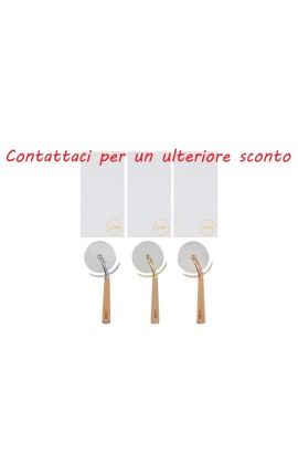 Bomboniera Matrimonio Taglia Pizza Rotella Pizza Legno e Metallo 3 Assortiti Con Box