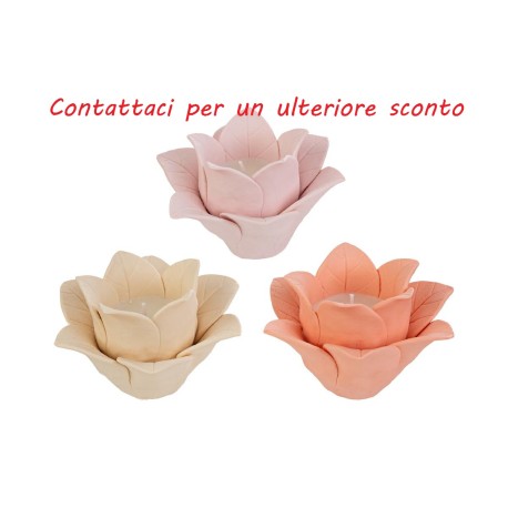Bomboniera Matrimonio Candela Fiore 3 Colori Assortiti Con Box