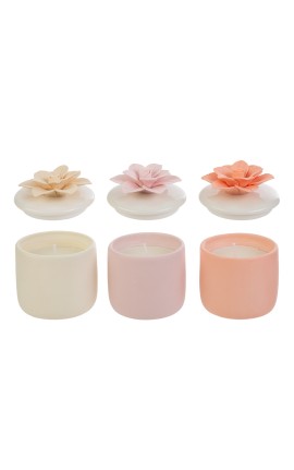 Bomboniera Matrimonio Scatola Candela Fiore 3 Colori Assortiti Con Box