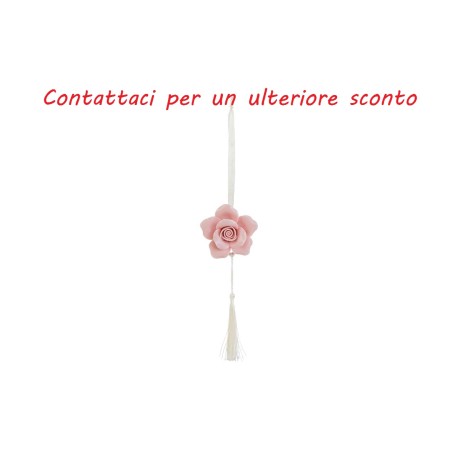 Bomboniera Matrimonio Appendino Calamita Fiore Rosa Porcellana Colore Rosa