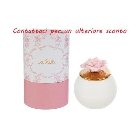 Bomboniera Matrimonio Candela  Fiore Rosa Porcellana Bianca h.9 Cm Con Box