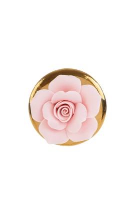 Bomboniera Matrimonio Candela  Fiore Rosa Porcellana Bianca h.9 Cm Con Box