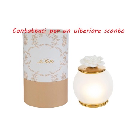 Bomboniera Matrimonio Lampada Led Fiore Rosa Porcellana Bianco Con Box