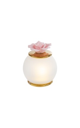 Bomboniera Matrimonio Lampada Led Fiore Rosa Porcellana Rosa Con Box