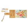 Bomboniera Matrimonio Set 3 Pz Tagliere Legno Con Coltellino Decoro Floreale Con Box