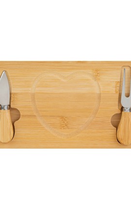 Bomboniera Matrimonio Set 3 Pz Tagliere Legno e Posate Formaggio Con Box