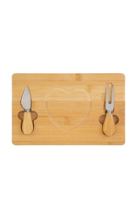 Bomboniera Matrimonio Set 3 Pz Tagliere Legno e Posate Formaggio Con Box
