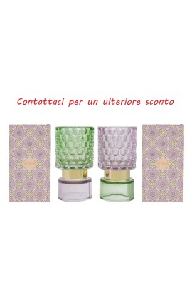 Bomboniera Matrimonio Compleanno Portacandela Vetro Colorato 2 Assortiti Con Box