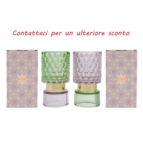 Bomboniera Matrimonio Compleanno Portacandela Vetro Colorato 2 Assortiti Con Box