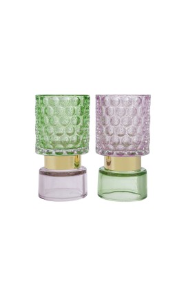 Bomboniera Matrimonio Compleanno Portacandela Vetro Colorato 2 Assortiti Con Box