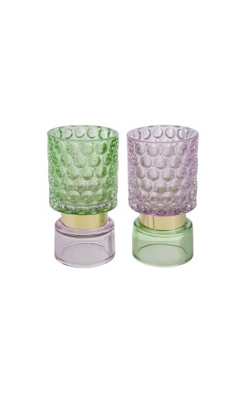Bomboniera Matrimonio Compleanno Portacandela Vetro Colorato 2 Assortiti Con Box