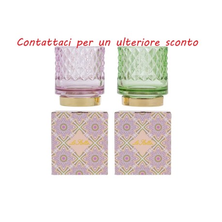 Bomboniera Matrimonio Compleanno Portacandela Vetro Colorato 2 Assortiti Con Box