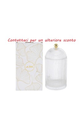 Bomboniera Matrimonio Compleanno Scatola Vetro Portaconfetti Trasparente e Oro Con Box