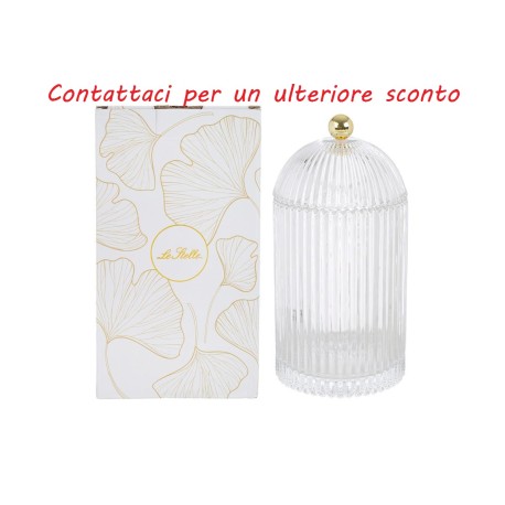 Bomboniera Matrimonio Compleanno Scatola Vetro Portaconfetti Trasparente e Oro Con Box