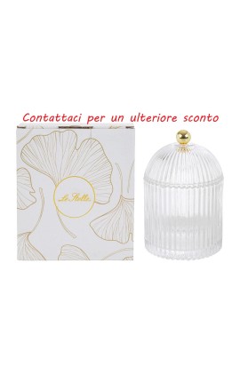 Bomboniera Matrimonio Compleanno Scatola Vetro Portaconfetti Trasparente e Oro h.15,5 Cm Con Box